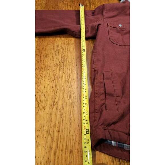 Duluth Trading Jacket Jack Fire Hose Flannel Lined Limber Red Canvas Snap Sz M - Picture 9 of 11